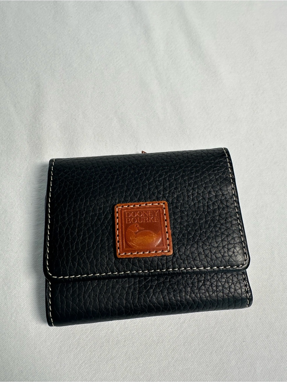 Dooney & Bourke Black Pebble Leather Trifold Wallet